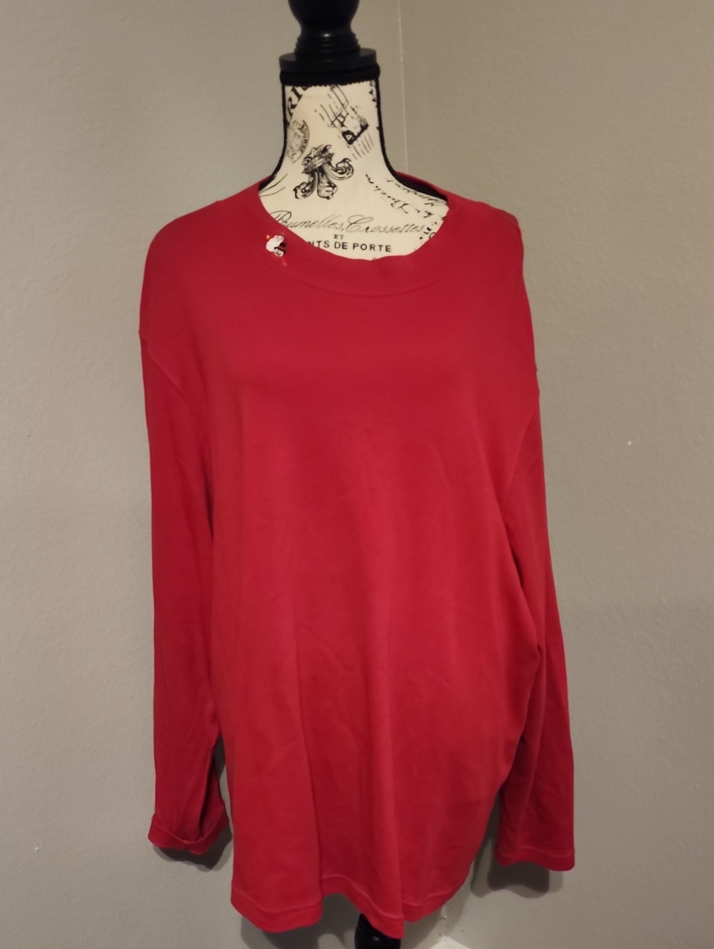 Westbound Women's Christmas Red Long Sleeve Crewneck Top Plus Sizs 3X